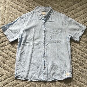 Weatherproof Vintage Short Sleeve Solid Linen Cotton in Cendre Blue Shirt